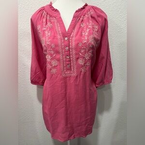 WESTBOUND Embroidered Linen Top EUC